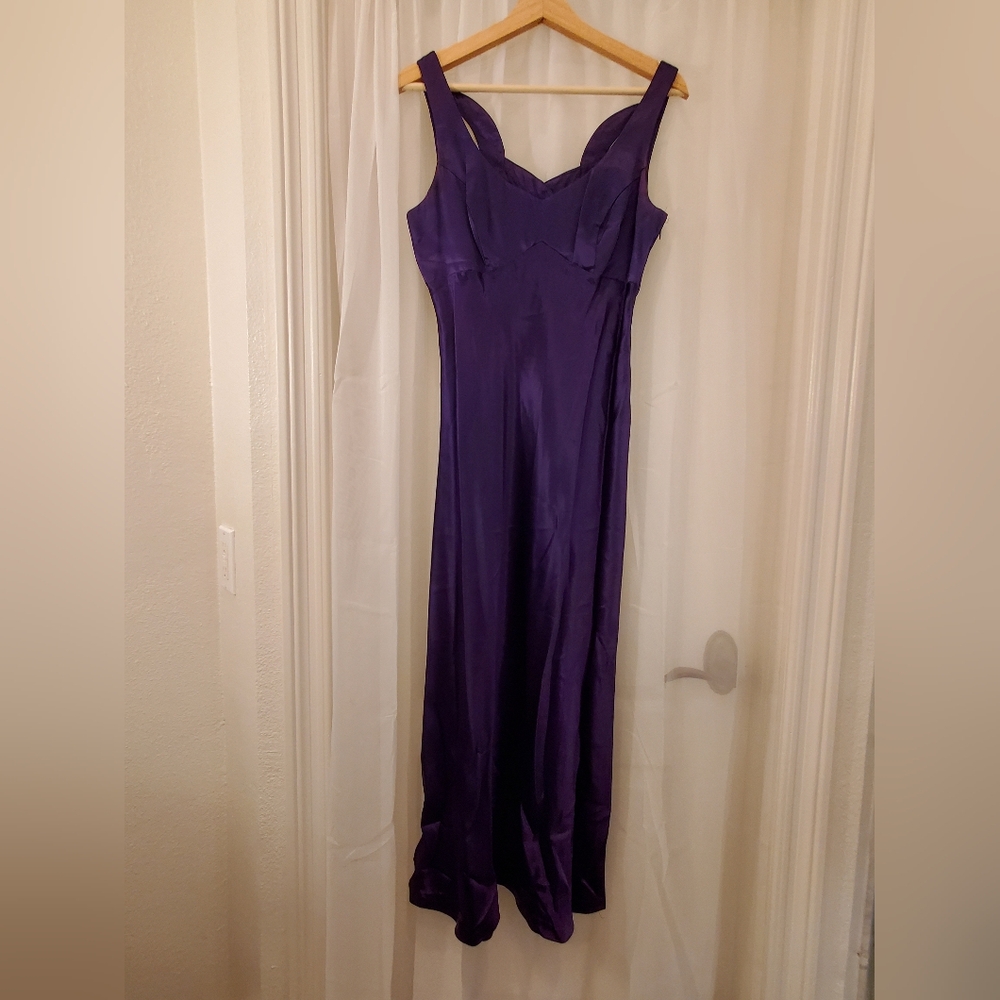 Elegant Purple Satin Evening Gown
